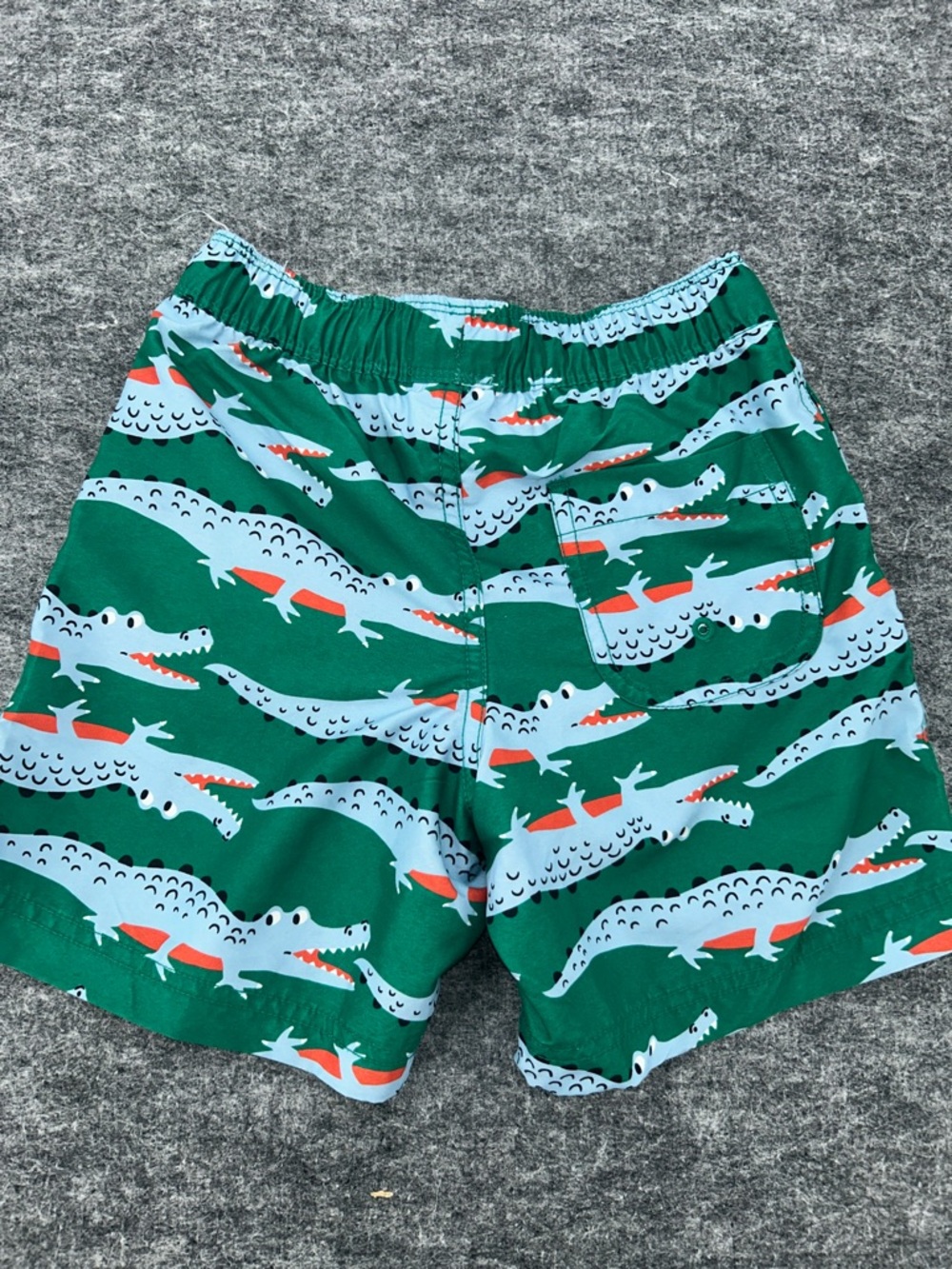Hanna Andersson Green and Light Blue Alligator Print Swim Trunks Size 5 - Picture 4 of 5